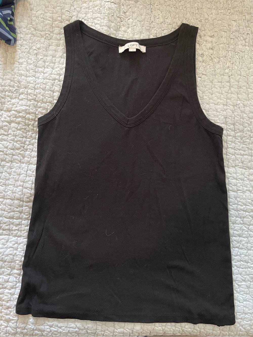 LOFT Black V-Neck Sleeveless Tank